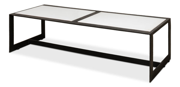 Sarreid Ridged Iron Coffee Table – Stylish Rectangular Design With Elegant Black Finish And Marble Top Black  53428