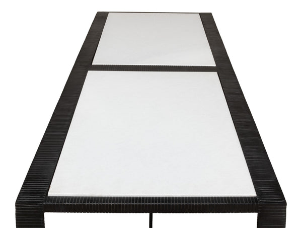 Sarreid Ridged Iron Coffee Table – Stylish Rectangular Design With Elegant Black Finish And Marble Top Black  53428