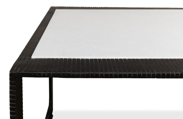 Sarreid Ridged Iron Coffee Table – Stylish Rectangular Design With Elegant Black Finish And Marble Top Black  53428