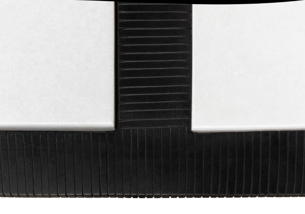 Sarreid Ridged Iron Coffee Table – Stylish Rectangular Design With Elegant Black Finish And Marble Top Black  53428