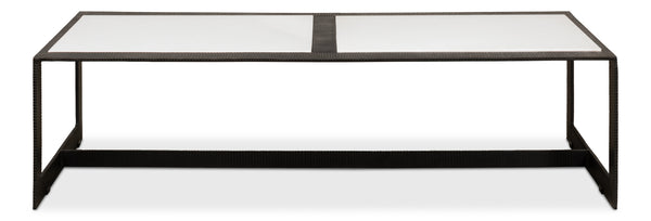 Sarreid Ridged Iron Coffee Table – Stylish Rectangular Design With Elegant Black Finish And Marble Top Black  53428