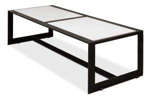 Sarreid Ridged Iron Coffee Table – Stylish Rectangular Design With Elegant Black Finish And Marble Top Black  53428