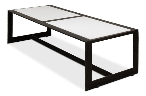 Sarreid Ridged Iron Coffee Table – Stylish Rectangular Design With Elegant Black Finish And Marble Top Black  53428