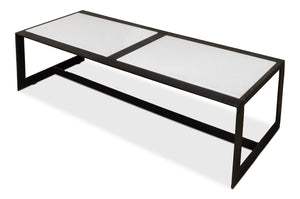 Sarreid Ridged Iron Coffee Table – Stylish Rectangular Design With Elegant Black Finish And Marble Top Black  53428