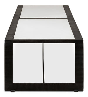 Sarreid Ridged Iron Coffee Table – Stylish Rectangular Design With Elegant Black Finish And Marble Top Black  53428