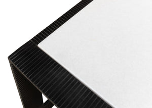 Sarreid Ridged Iron Coffee Table – Stylish Rectangular Design With Elegant Black Finish And Marble Top Black  53428