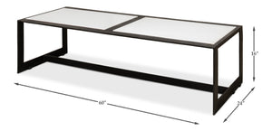 Sarreid Ridged Iron Coffee Table – Stylish Rectangular Design With Elegant Black Finish And Marble Top Black  53428