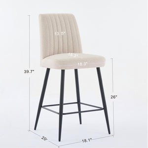 English Elm Adjustable Beige Velvet Bar Chairs Set Of 2 - Elegant Comfort, Modern Design, Adjustable Iron Feet W3615P340660