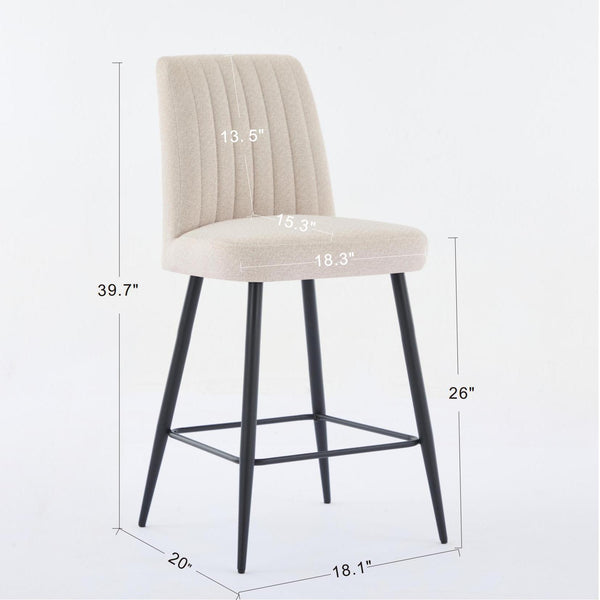 English Elm Adjustable Beige Velvet Bar Chairs Set Of 2 - Elegant Comfort, Modern Design, Adjustable Iron Feet W3615P340660