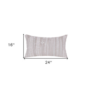 Homeroots 16" X 24" Natural And Ivory Floral Linen Zippered Pillow With Embroidery   534300