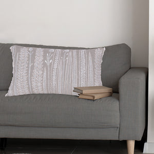 Homeroots 16" X 24" Natural And Ivory Floral Linen Zippered Pillow With Embroidery   534300