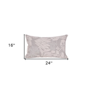 Homeroots 16" X 24" Natural And Ivory Botanical Linen Zippered Pillow With Embroidery   534303