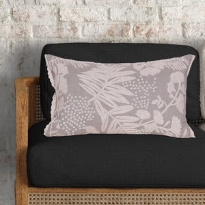 Homeroots 16" X 24" Natural And Ivory Botanical Linen Zippered Pillow With Embroidery   534303