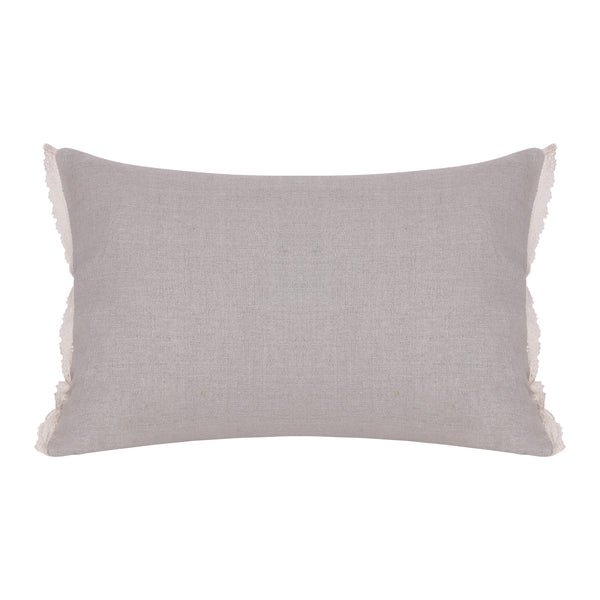 Homeroots 16" X 24" Natural And Ivory Botanical Linen Zippered Pillow With Embroidery   534303