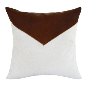Homeroots 20" X 20" Brown And Ivory Geometric Faux Leather Zippered Pillow   534304