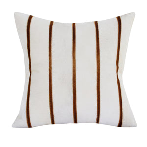 Homeroots 20" X 20" Brown And Ivory Striped Faux Leather Zippered Pillow   534305