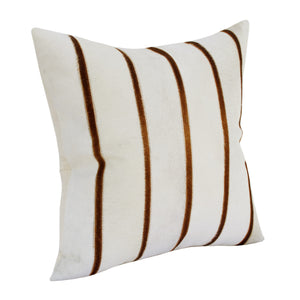 Homeroots 20" X 20" Brown And Ivory Striped Faux Leather Zippered Pillow   534305