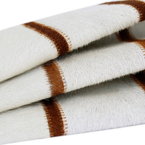 Homeroots 20" X 20" Brown And Ivory Striped Faux Leather Zippered Pillow   534305