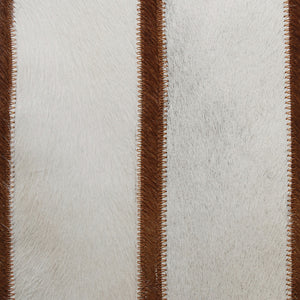 Homeroots 20" X 20" Brown And Ivory Striped Faux Leather Zippered Pillow   534305