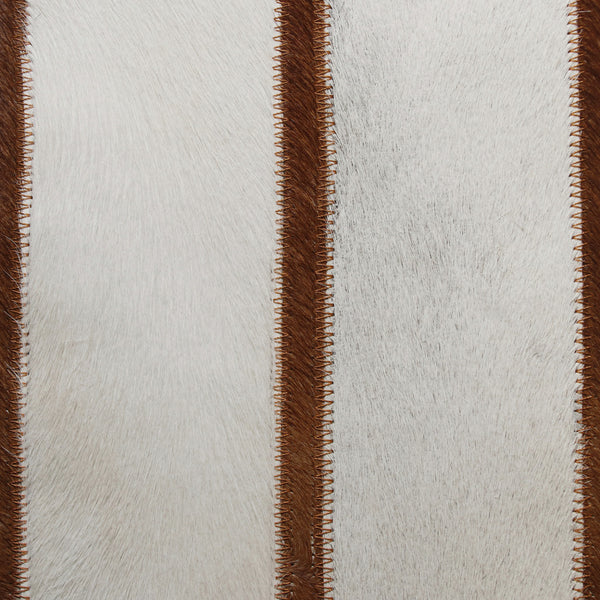 Homeroots 20" X 20" Brown And Ivory Striped Faux Leather Zippered Pillow   534305