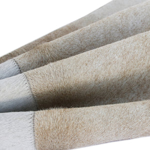 Homeroots 20" X 20" Beige And Ivory Striped Faux Leather Zippered Pillow   534306