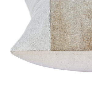 Homeroots 20" X 20" Beige And Ivory Striped Faux Leather Zippered Pillow   534306