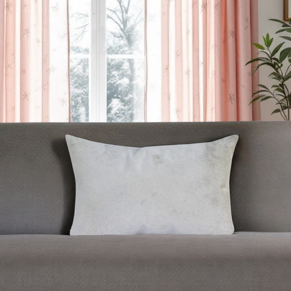 Homeroots 16" X 24" Ivory Faux Leather Zippered Pillow   534309