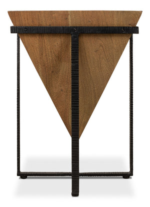 Sarreid Hardy Inverted Obelisk Table - Stunning Wire Brushed Wheat Finish With Acacia & Iron Elements Tan  53430