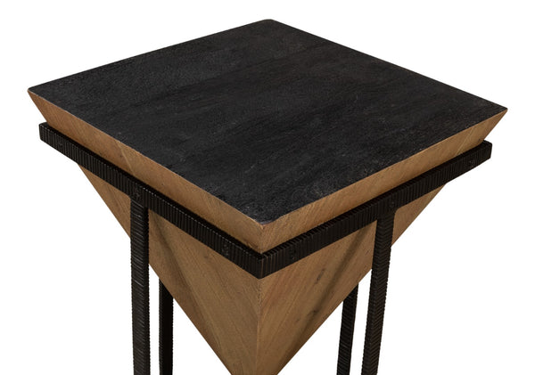 Sarreid Hardy Inverted Obelisk Table - Stunning Wire Brushed Wheat Finish With Acacia & Iron Elements Tan  53430