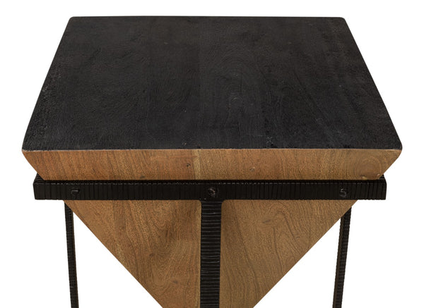 Sarreid Hardy Inverted Obelisk Table - Stunning Wire Brushed Wheat Finish With Acacia & Iron Elements Tan  53430
