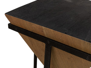 Sarreid Hardy Inverted Obelisk Table - Stunning Wire Brushed Wheat Finish With Acacia & Iron Elements Tan  53430