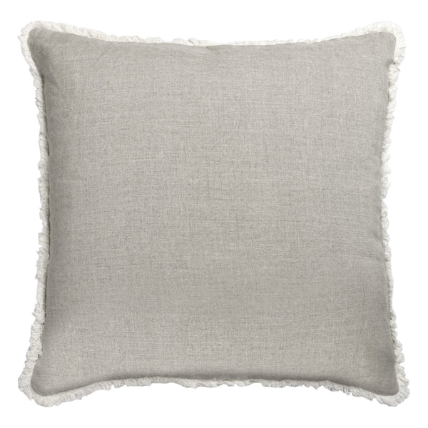 Homeroots 20" X 20" Beige And Ivory Geometric Linen Zippered Pillow With Embroidery, Fringe   534312