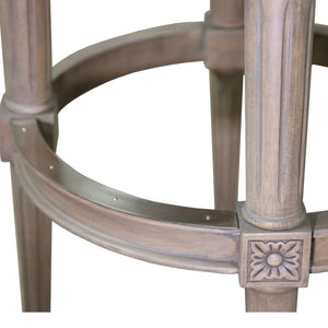 HomeRoots 30" Gray Bar Height Swivel Chair - Stylish Solid Wood & Linen, Plush Comfort, Modern Rustic Design 534314