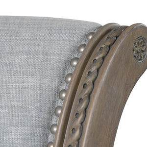 HomeRoots 30" Gray Bar Height Swivel Chair - Stylish Solid Wood & Linen, Plush Comfort, Modern Rustic Design 534314