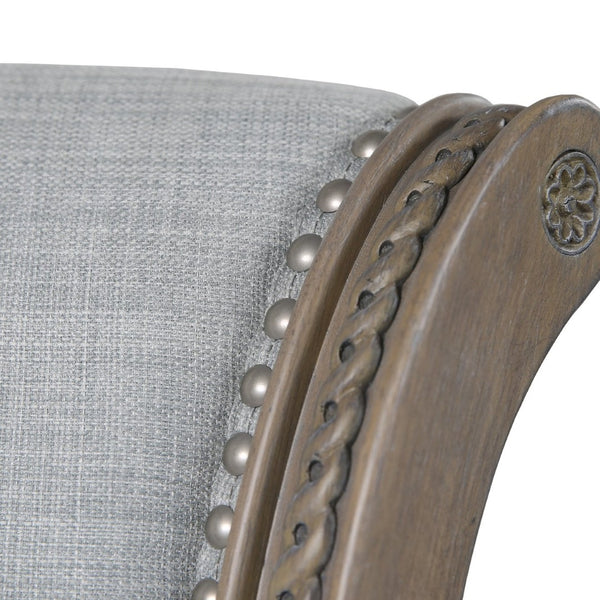 HomeRoots 30" Gray Bar Height Swivel Chair - Stylish Solid Wood & Linen, Plush Comfort, Modern Rustic Design 534314