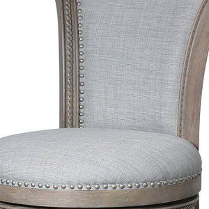 HomeRoots 25" Stylish Gray Upholstered Swivel Bar Chair - Solid Wood Frame, Ergonomic Design & Footrest 534315
