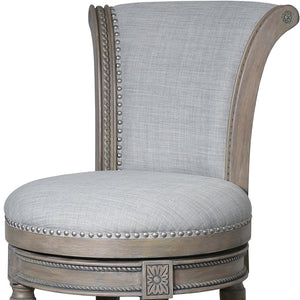 HomeRoots 25" Stylish Gray Upholstered Swivel Bar Chair - Solid Wood Frame, Ergonomic Design & Footrest 534315