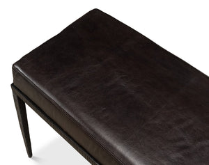 Sarreid Duke Ridged Iron Bench - Stylish Black Iron And Leather Design For Modern Outdoor Spaces Black  53431