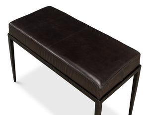 Sarreid Duke Ridged Iron Bench - Stylish Black Iron And Leather Design For Modern Outdoor Spaces Black  53431