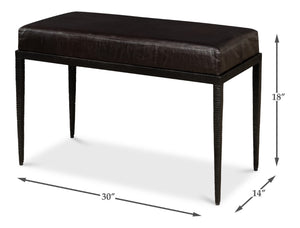 Sarreid Duke Ridged Iron Bench - Stylish Black Iron And Leather Design For Modern Outdoor Spaces Black  53431