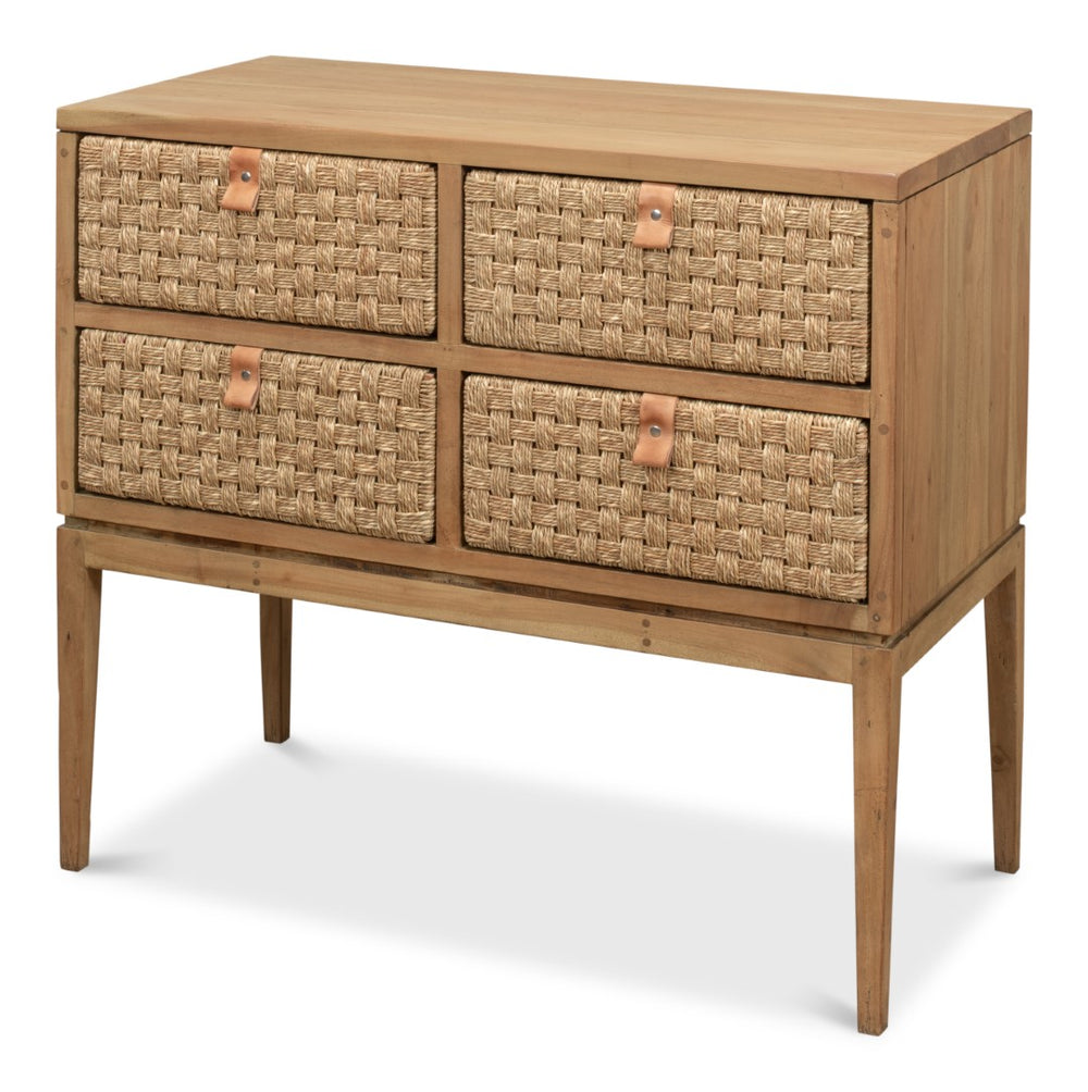 Sarreid Gewe Woven Front Chest Of Drawers - Stylish Acacia With Driftwood Finish For Elegant Storage Solutions Tan  53432
