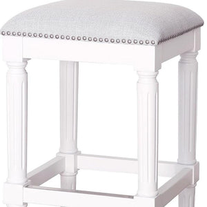 Homeroots 31" Light Gray And White Solid Wood Backless Bar Height Bar Chair   534320