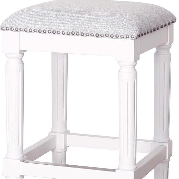 Homeroots 31" Light Gray And White Solid Wood Backless Bar Height Bar Chair   534320