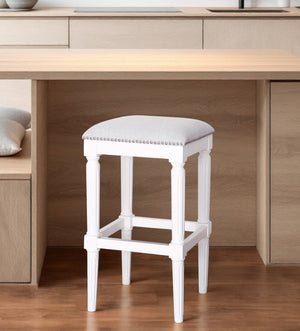 Homeroots 31" Light Gray And White Solid Wood Backless Bar Height Bar Chair   534320