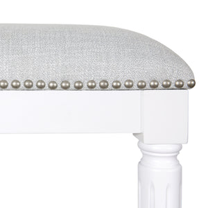 Homeroots 27" Gray And Antiqued White Solid Wood Backless Counter Height Bar Chair   534321