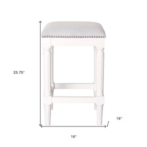 Homeroots 27" Gray And Antiqued White Solid Wood Backless Counter Height Bar Chair   534321