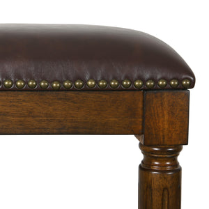 Homeroots 27" Brown And Dark Brown Solid Wood Backless Counter Height Bar Chair   534323