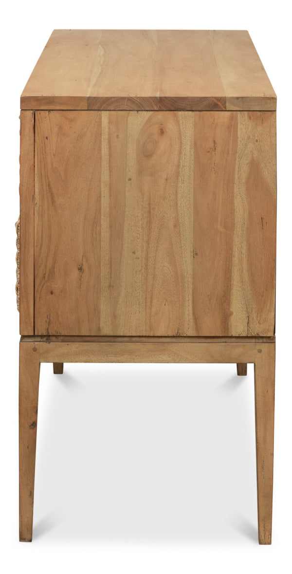Sarreid Gewe Woven Front Chest Of Drawers - Stylish Acacia With Driftwood Finish For Elegant Storage Solutions Tan  53432