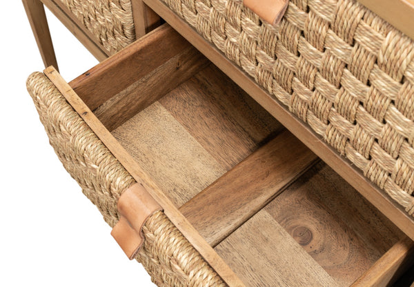 Sarreid Gewe Woven Front Chest Of Drawers - Stylish Acacia With Driftwood Finish For Elegant Storage Solutions Tan  53432