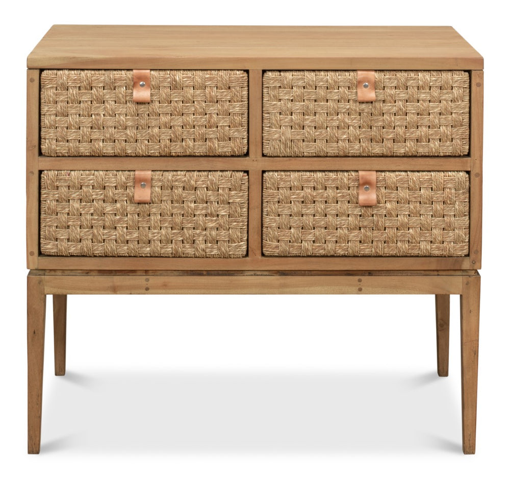 Sarreid Gewe Woven Front Chest Of Drawers - Stylish Acacia With Driftwood Finish For Elegant Storage Solutions Tan  53432